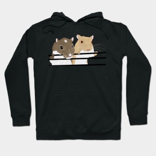 Two cute gerbils holding on to cage bars Hoodie